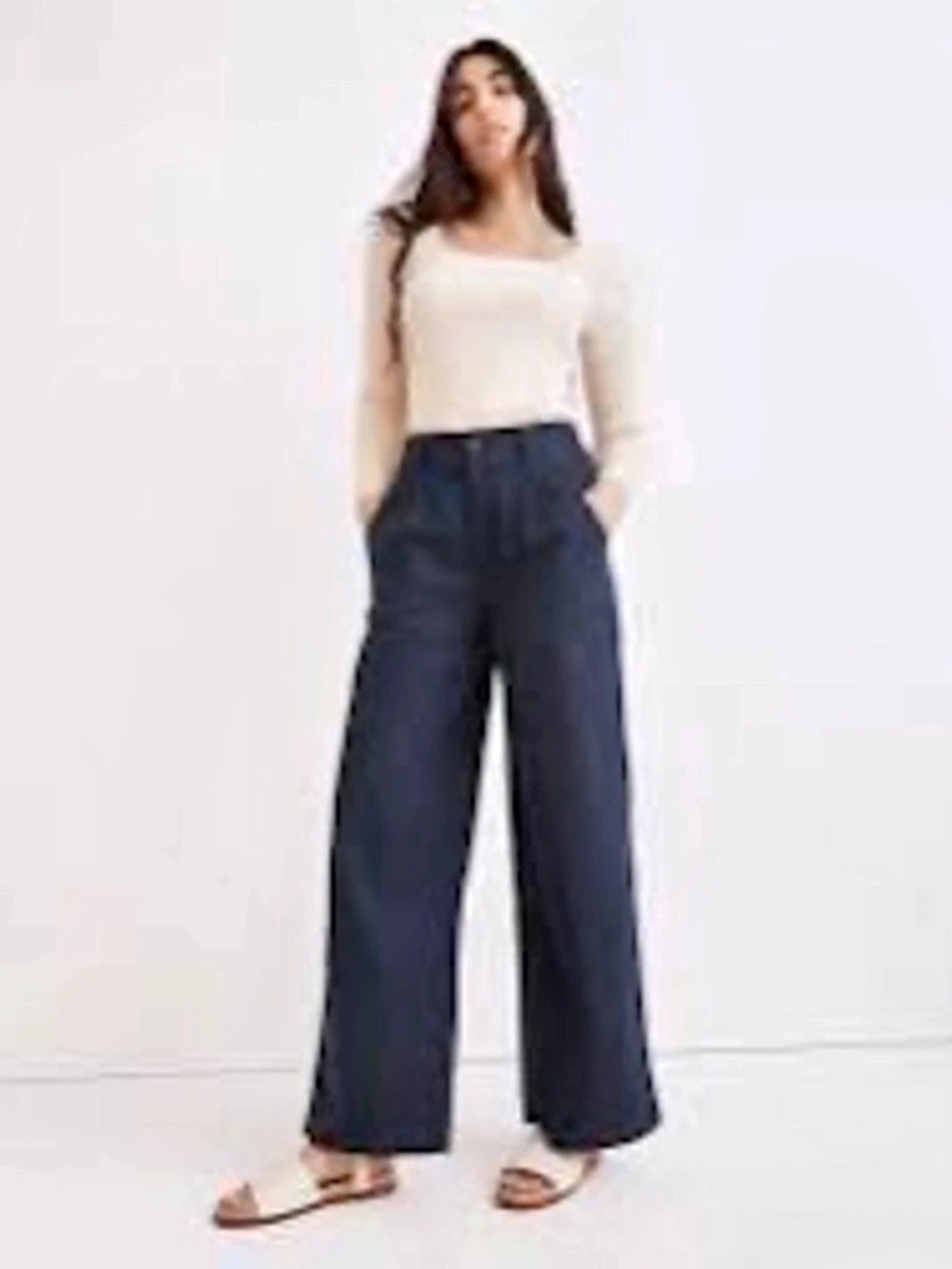 Madewell Wide Leg Pants in Navy Size 2